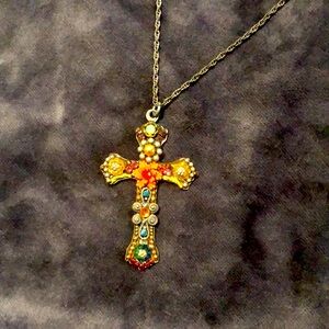Ayala bar cross crystal encrusted necklace